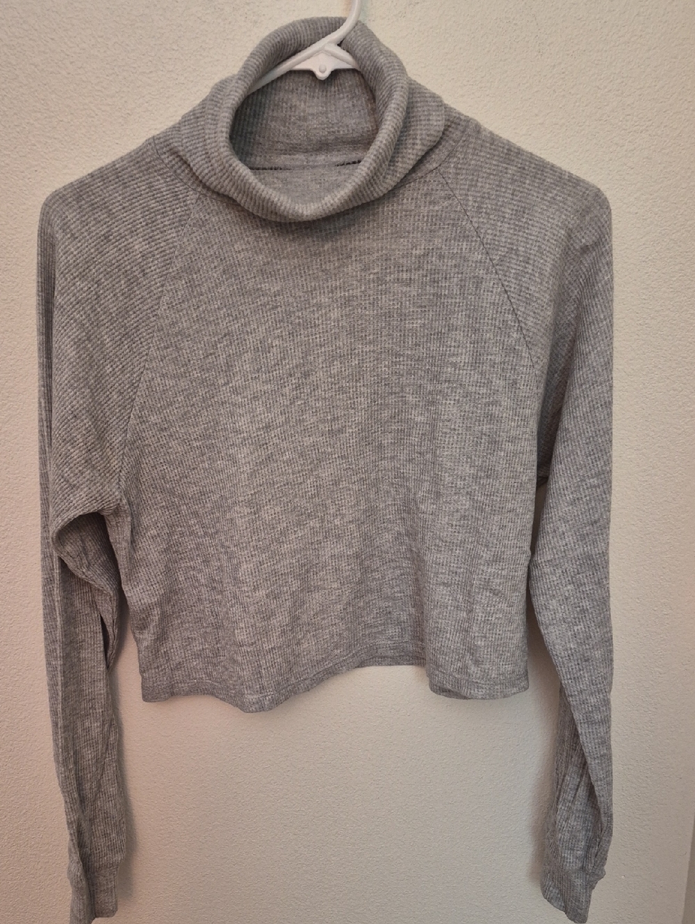 Gray Ribbed Turtleneck Crop Top - Classic Casual